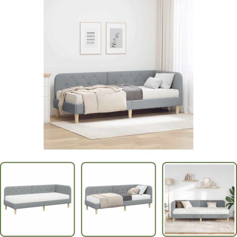 Cama de tela -  Estructura de cama en esquina Gris Claro 80 x 200 cm tela