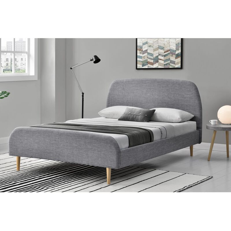 

Concept-usine - Sandvik: Estructura de cama de estilo escandinavo Gris claro con patas de madera - 140 x 190 cm - Gris