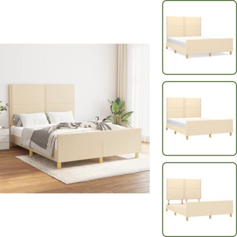 Cama de tela - vidaXL Cama sin colchón tela color crema 140x190 cm - Cama de madera