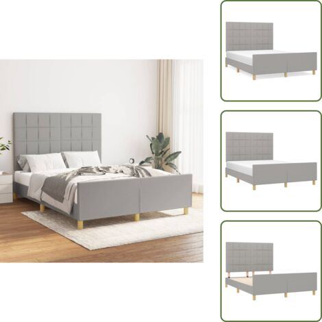 Cama de tela - vidaXL Cama sin colchón tela gris claro 140x200 cm - Cama gris claro