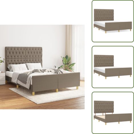 Cama de tela - vidaXL Cama sin colchón tela gris taupe 140x190 cm - Cama con cabecero ajustable