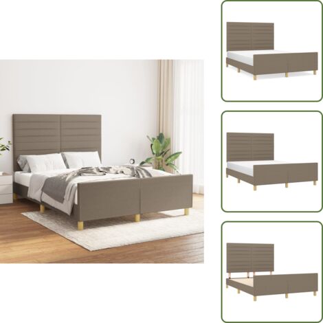 Cama de tela - vidaXL Cama sin colchón tela gris taupe 140x200 cm - Cama con cabecero ajustable