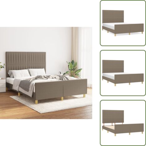 Cama de tela - vidaXL Cama sin colchón tela gris taupe 140x200 cm - Cama con cabecero ajustable