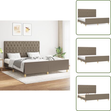 Cama de tela - vidaXL Cama sin colchón tela gris taupe 160x200 cm - Cama con cabecero ajustable