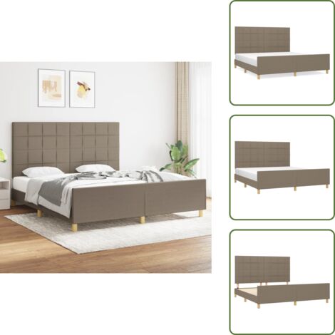 Cama de tela - vidaXL Cama sin colchón tela gris taupe 180x200 cm - Cama con cabecero ajustable