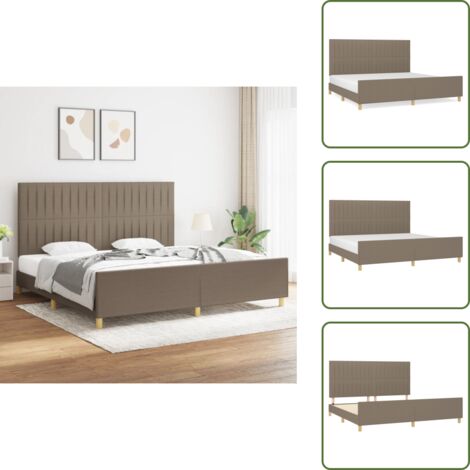 Cama de tela - vidaXL Cama sin colchón tela gris taupe 200x200 cm - Cama con cabecero ajustable