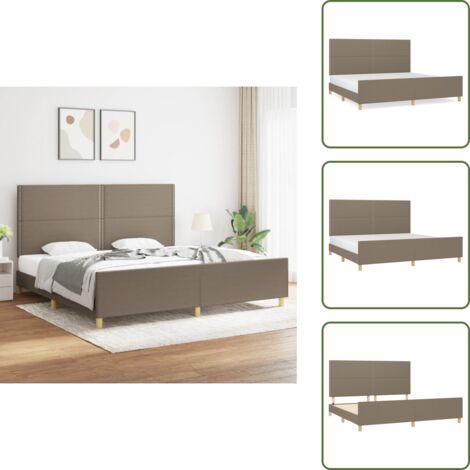 Cama de tela - vidaXL Cama sin colchón tela gris taupe 200x200 cm - Cama con cabecero ajustable