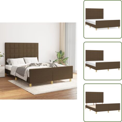 Cama de tela - vidaXL Cama sin colchón tela marrón oscuro 140x200 cm - Cama marrón oscuro