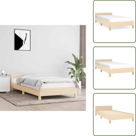 Cama de tela - vidaXL Estructura de cama con cabecero sin colchón tela crema 80x200cm - Cama crema