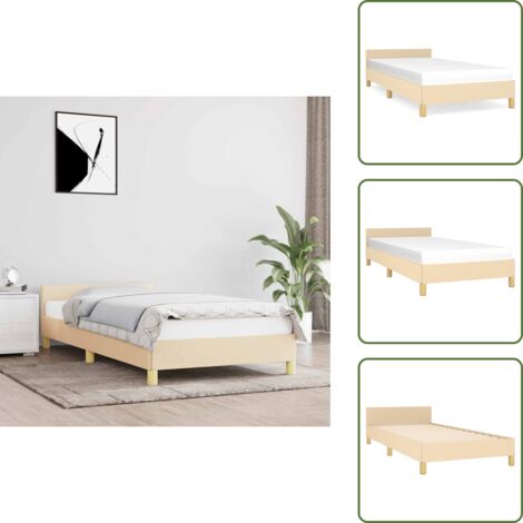 Cama de tela - vidaXL Estructura de cama con cabecero sin colchón tela crema 90x200cm - Cama crema