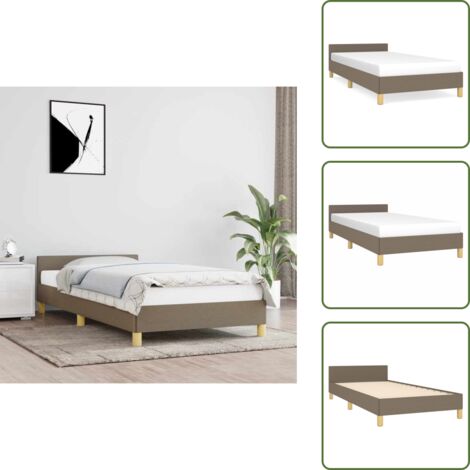 Cama de tela - vidaXL Estructura de cama con cabecero sin colchón tela taupe 90x190cm - Cama de madera contrachapada
