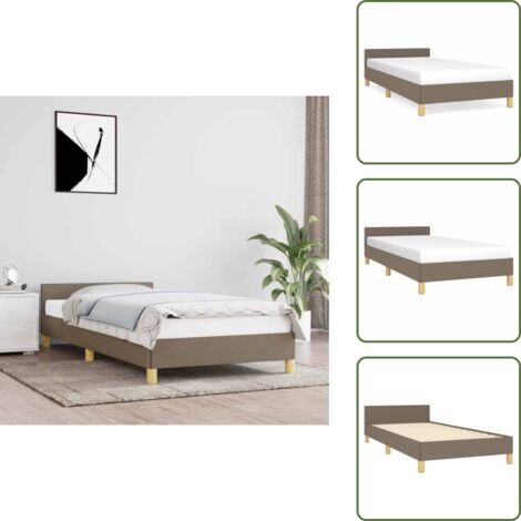 Cama de tela - vidaXL Estructura de cama con cabecero sin colchón tela taupe 90x200cm - Cama de madera contrachapada