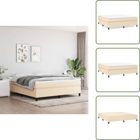 Cama de tela - vidaXL Estructura de cama con somier tela color crema 180x200 cm - Cama de madera