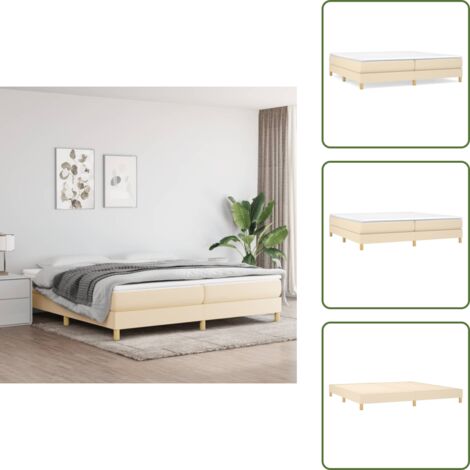 Cama de tela - vidaXL Estructura de cama con somier tela color crema 200x200 cm - Cama crema