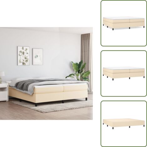Cama de tela - vidaXL Estructura de cama con somier tela color crema 200x200 cm - Cama de madera
