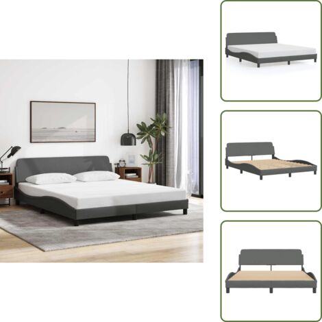 Cama de tela - vidaXL Estructura de cama Dover de tela gris oscuro 160x200 cm - Cama gris oscuro