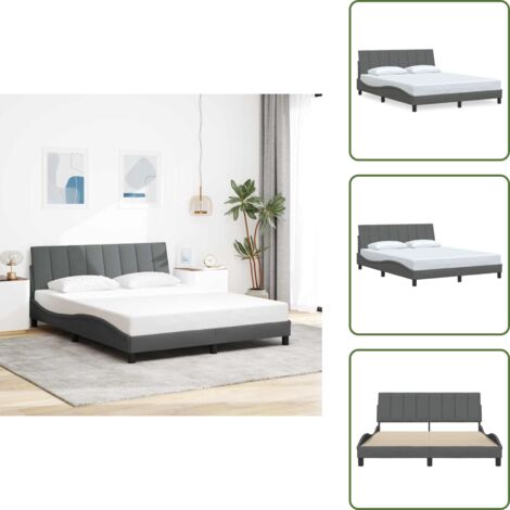 Cama de tela - vidaXL Estructura de cama sin colchón Hanko de tela gris oscuro 160x200 cm - Cama de poliéster