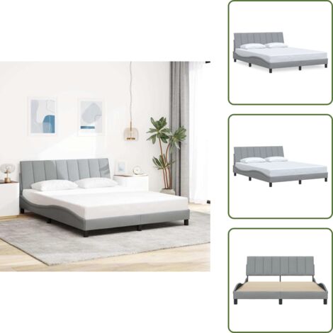 Cama de tela - vidaXL Estructura de cama sin colchón Hanko tela gris claro 160x200 cm - Cama de poliéster