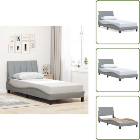 Cama de tela - vidaXL Estructura de cama sin colchón Hanko tela gris claro 80x200 cm - Cama de poliéster