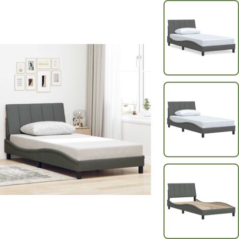 Cama de tela - vidaXL Estructura de cama sin colchón Hanko tela gris oscuro 90x200 cm - Cama de poliéster