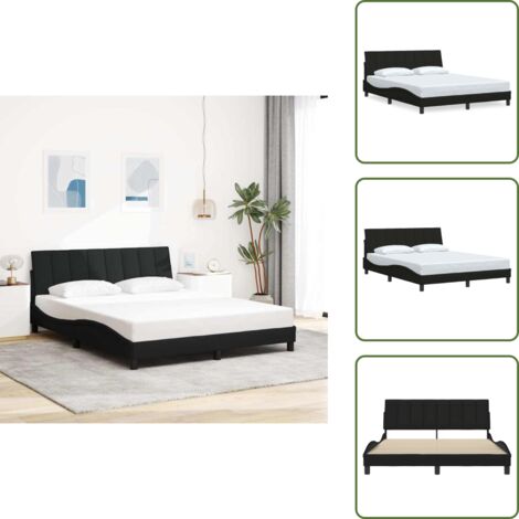 Cama de tela - vidaXL Estructura de cama sin colchón Hanko tela negro 160x200 cm - Cama de poliéster