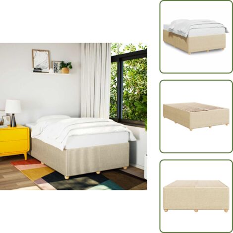 Cama de tela - vidaXL Estructura de cama sin colchón tela crema 120x190 cm - Cama de madera