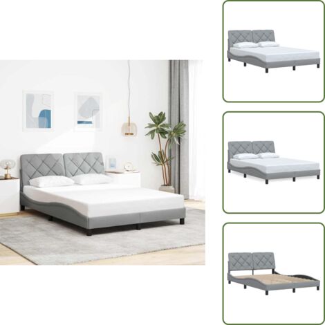 Cama de tela - vidaXL Estructura de cama sin colchón tela gris claro 120x200 cm - Cama gris claro