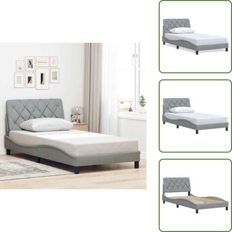 Cama de tela - vidaXL Estructura de cama sin colchón tela gris claro 90x200 cm - Cama gris claro