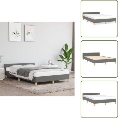 Cama de tela - vidaXL Estructura de cama sin colchón tela gris oscuro 120x190 cm - Cama gris oscuro