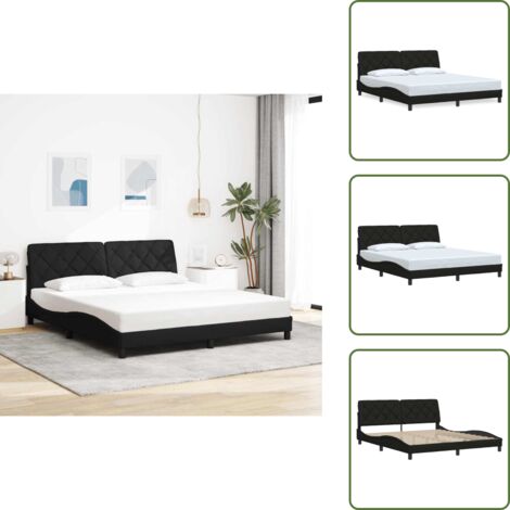 Cama de tela - vidaXL Estructura de cama sin colchón tela negro 180x200 cm - Cama de poliéster