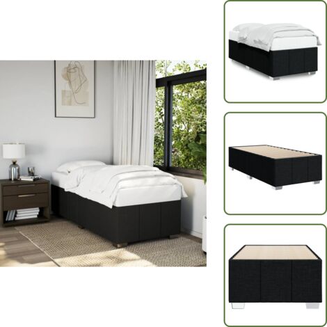 Cama de tela - vidaXL Estructura de cama sin colchón tela negro 80x200 cm - Cama de madera