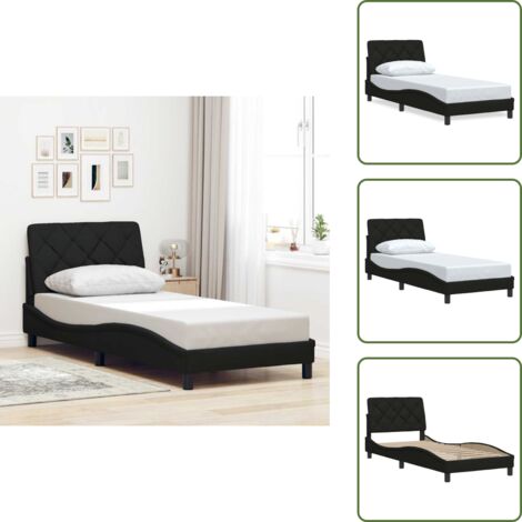 Cama de tela - vidaXL Estructura de cama sin colchón tela negro 80x200 cm - Cama de poliéster
