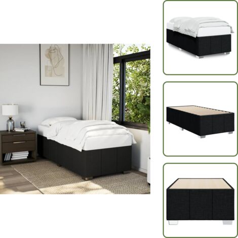 Cama de tela - vidaXL Estructura de cama sin colchón tela negro 90x190 cm - Cama de madera