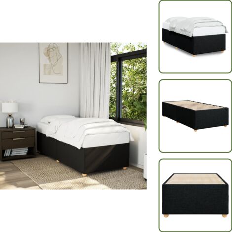 Cama de tela - vidaXL Estructura de cama sin colchón tela negro 90x190 cm - Cama de madera