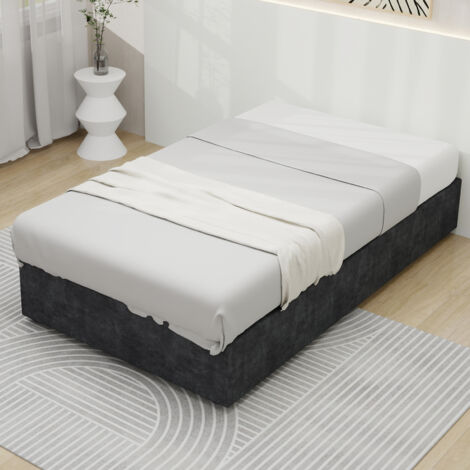 Cama de tela y metal gris 90x200 cm, estructura estable y montaje fácil