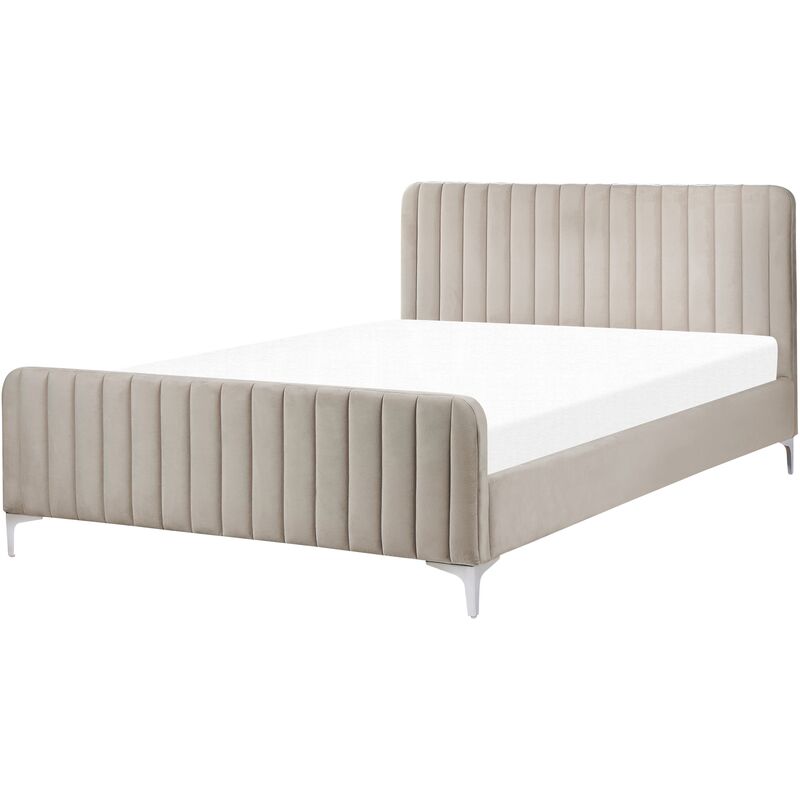 

Cama de terciopelo gris 140 x 200 cm LUNAN