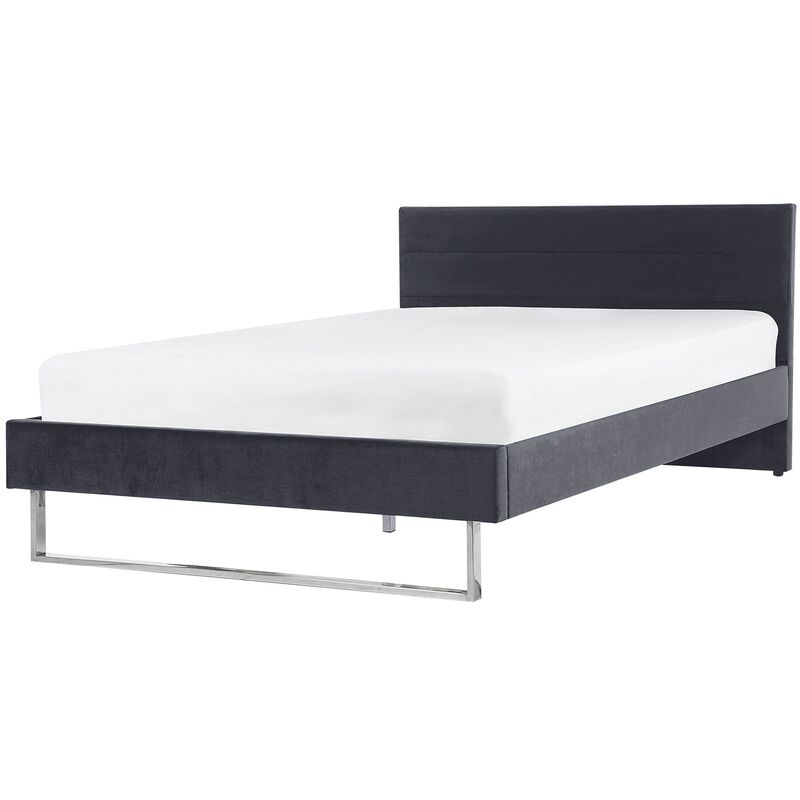 

Beliani - Cama de terciopelo gris 140 x 200 cm BELLOU