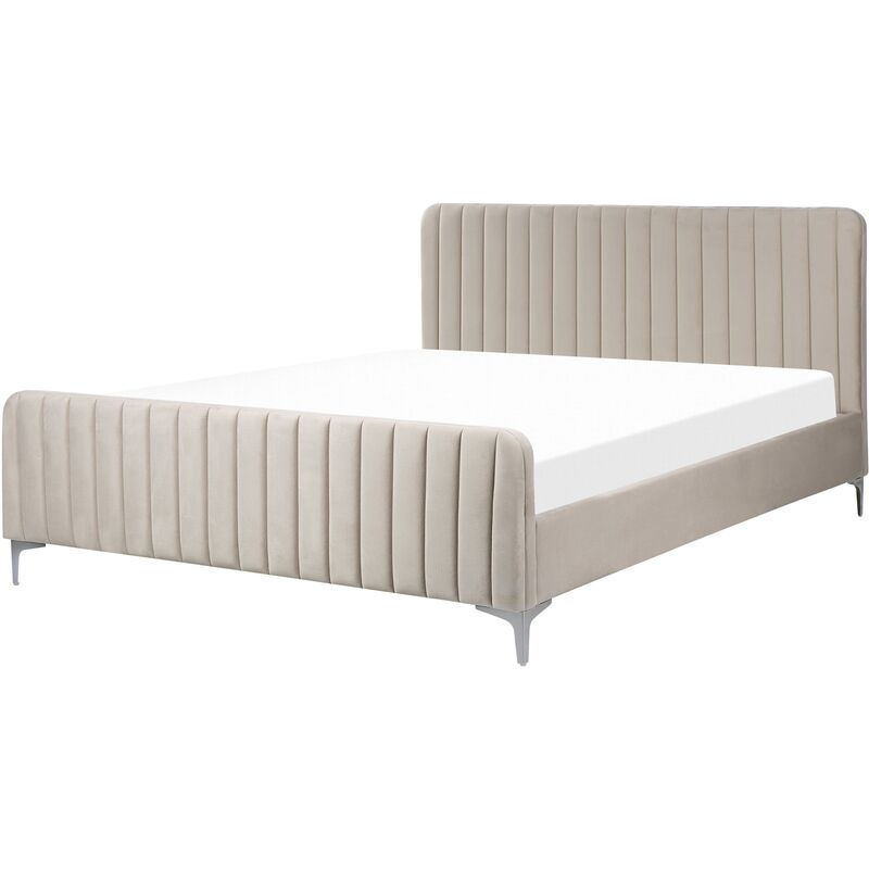 

Cama de terciopelo gris 160 x 200 cm LUNAN