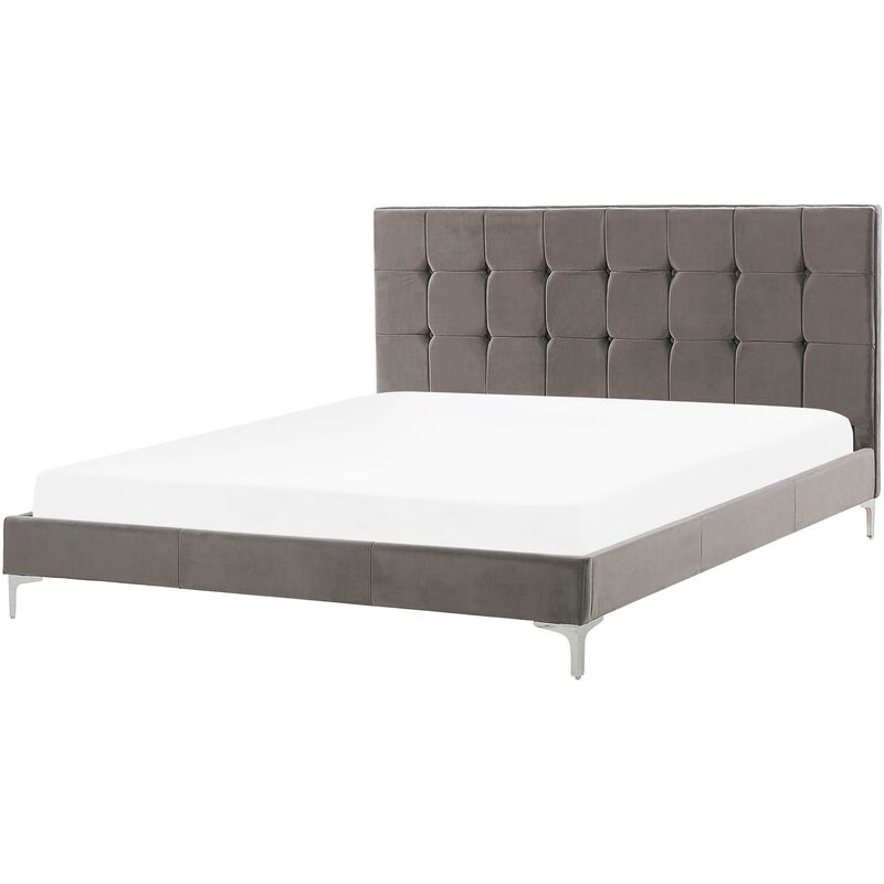 

Beliani - Cama de terciopelo gris 160 x 200 cm AMBERT