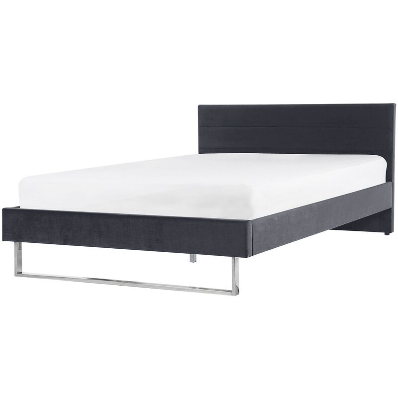 

Beliani - Cama de terciopelo gris 160 x 200 cm BELLOU