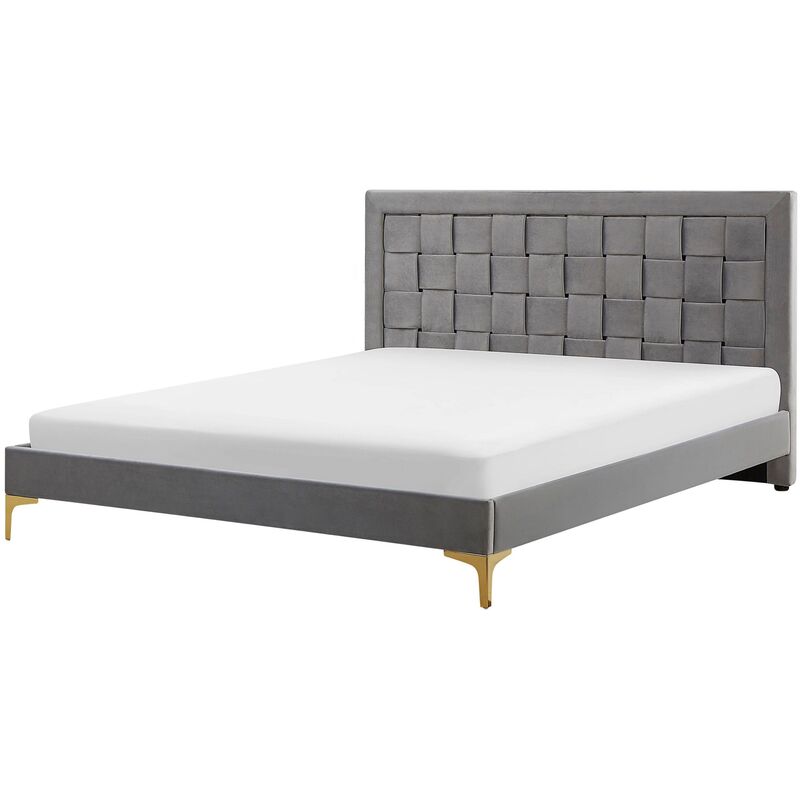 

Beliani - Cama de terciopelo gris 160 x 200 cm LIMOUX