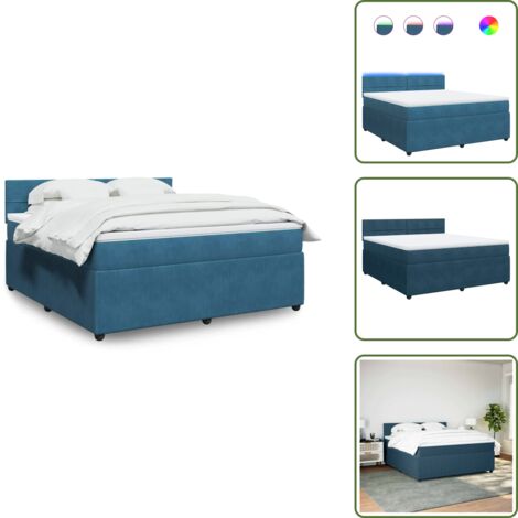 Cama de terciopelo - vidaXL Cama box spring con colchón terciopelo azul 180x200 cm - Cama con cabecero