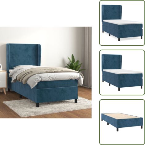 Cama de terciopelo - vidaXL Cama box spring con colchón terciopelo azul oscuro 90x190 cm - Cama de espuma