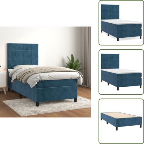 Cama de terciopelo - vidaXL Cama box spring con colchón terciopelo azul oscuro 90x200 cm - Cama de espuma