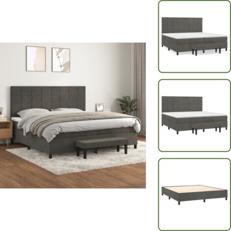 Cama de terciopelo - vidaXL Cama box spring con colchón terciopelo gris oscuro 200x200 cm - Cama de muelles ensacados