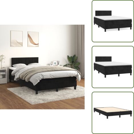 Cama de terciopelo - vidaXL Cama box spring con colchón terciopelo negro 120x200 cm - Cama de espuma