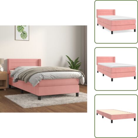 Cama de terciopelo - vidaXL Cama box spring con colchón terciopelo rosa 100x200 cm - Cama rosa