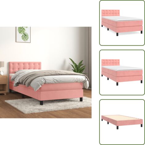 Cama de terciopelo - vidaXL Cama box spring con colchón terciopelo rosa 100x200 cm - Cama rosa