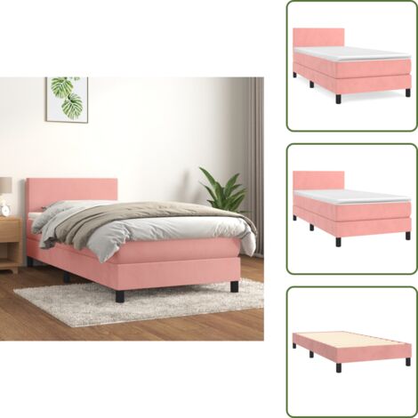 Cama de terciopelo - vidaXL Cama box spring con colchón terciopelo rosa 100x200 cm - Cama rosa