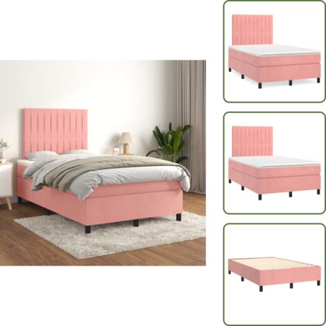Cama de terciopelo - vidaXL Cama box spring con colchón terciopelo rosa 120x200 cm - Cama rosa